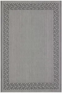 Black Bordered Modern Easy To Clean Rug For Dining Room-200cm x 290 cm