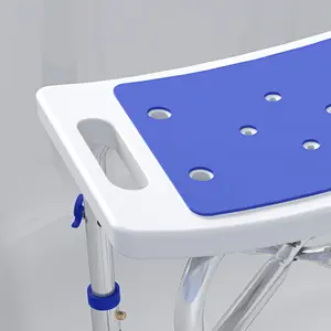 HOMCOM Adjustable Shower Stool with Foot Pads for Elderly Disabled Purple