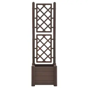 Berkfield Garden Planter with Trellis 43x43x142 cm PP Mocha