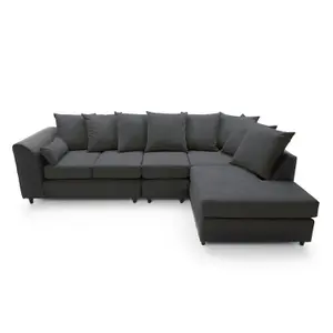 Dylan Large Corner Sofa Right Facing in Black Grey