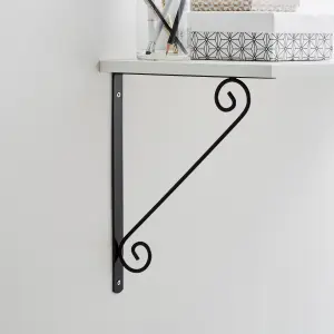 GoodHome Antik Black Antique effect Steel Shelving bracket (H)150mm (D)200mm