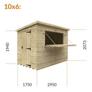 10ft x 6ft (2950mm x 1750mm) Horsforth Elite Pressure Treated Shiplap Pent Bar Shed