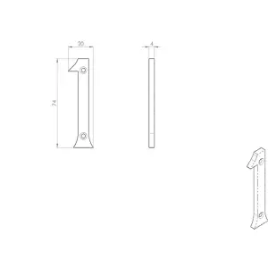 Polished Chrome Door Number 1 75mm Height 4mm Depth House Numeral Plaque