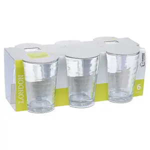 Queensway Home & Dining 200ml 6 Pcs London Drinking Glasses Sets Glassware Patterned Water Cup Juice Cocktail Tumbler