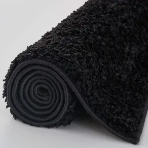 Myshaggy Collection Living Room Rugs Solid Design  Black