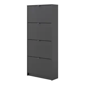 Shoes Shoe cabinet  w. 4 tilting doors and 2 layers Matt Black