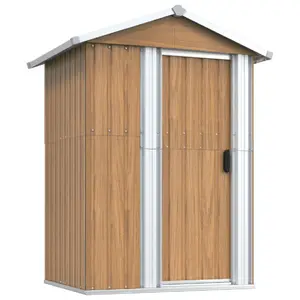 Garden Shed Galvanised Steel Outdoor Shed Bin Storage Brown