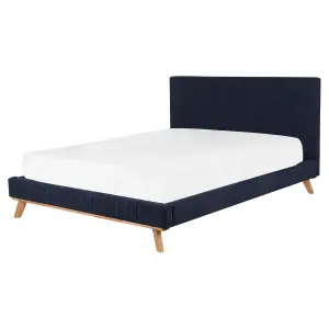 Chenille EU King Size Bed Dark Blue TALENCE