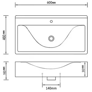 Ebern Designs Bralon 6000mm L x 4600mm W Ceramic Rectangular Sink with Overflow Black