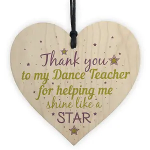 Red Ocean Thank You Dance Teacher Wooden Hanging Heart Chic Sign Goodbye Leaving Friendship Gift Plaque