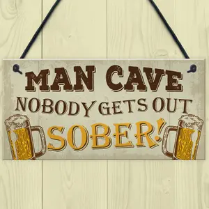 Red Ocean Man Cave Sign Garden Shed Bar Pub Hanging Plaque Friendship Gift For Dad