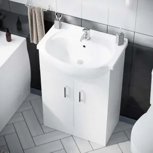 Nes Home 1700mm Bath, 550mm White Basin Vanity, Toilet, Taps & Front Panel