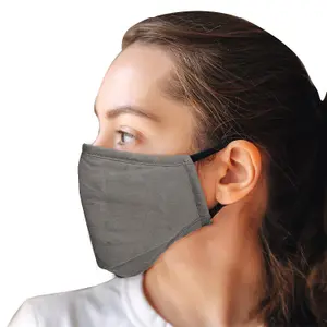 Cotton Mask- Three Layer With Filter Pocket - Adults - Grey