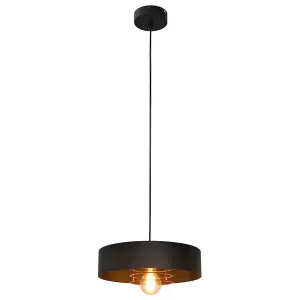 Luminosa Babilon Cylindrical Pendant Ceiling Light Black, Rose Gold 30cm