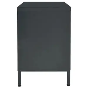 Berkfield TV Cabinet Anthracite 105x35x52 cm Steel and Glass