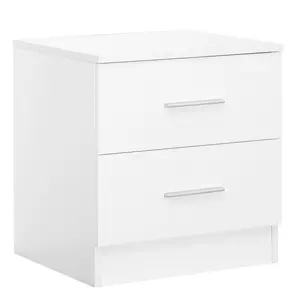 Eva 2 Drawer Bedside Table Matte White/Gloss White