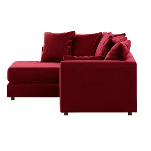 Brooklyn Plush Velvet 3 to 4 Seater L Shaped Corner Sofa Foam Red Left Hand Facing