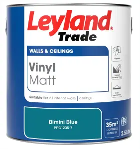 Leyland Trade Vinyl Matt Walls & Ceilings Emulsion Paint Bimini Blue (PPG1235-7) 2.5L