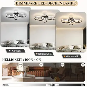 LED Ceiling Light Modern Dimmable in Butterfly-shaped Design 66 cm Black