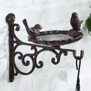 Cast Iron Outdoor Garden Bird Feeder Bird Dish with Bracket