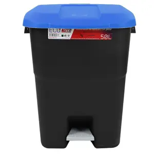 Pedal Operated Litter Bin - 50 Litre - Blue Lid