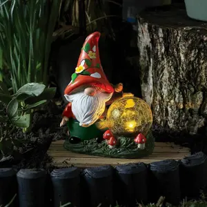 Solar Powered Woodland Wizard LED Light Up Garden Ornament Colour Changing