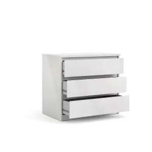 Esla High gloss white 3 Drawer Chest of drawers (H)700mm (W)770mm (D)500mm