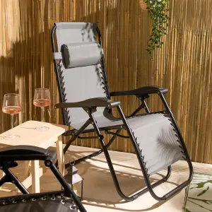 Garden Zero Gravity Patio Sun Lounger Folding Chair