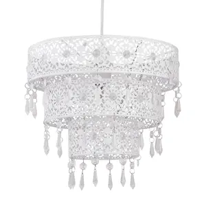 First Choice Lighting White Moroccan Styled Tiered Light Shade