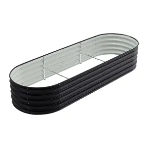 Anthracite Oval Garden Four-grid Metal Raised Bed Galvanized Raised Planter Box Outdoor Raised Garden Bed Kit