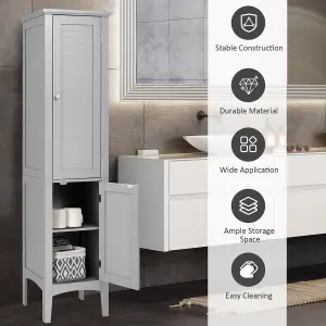 Costway 5-Tier Bathroom Freestanding High Cabinet Storage Cabinet Organizer w/ 2 Shelves