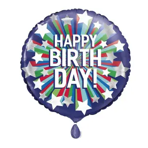 Unique Party Shooting Star Happy Birthday Foil Balloon Blue/White (One Size)