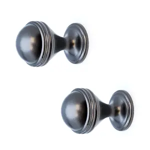 DecorAndDecor - COLLIER Graphite Decorative Round Ball Kitchen Cabinet Drawer Cupboard Knob Handle - Pair