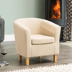 Branford Boucle Fabric Tub Chair - Brown