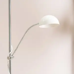 ValueLights Orion White Metal Father and Son Reading Floor Lamp Mother and Child Adjustable Light - LED Bulbs Included