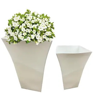 1x White Tall Milano Shiny Gloss Finish Plastic Flower Planter For Home & Gardens