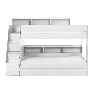 Caleb Single (3') Standard Bunk Bed with Shelves White