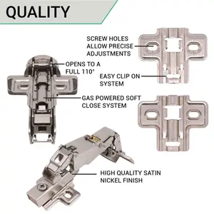 AFIT Half Overlay 165 Degree Sprung Clip-On Soft Close Kitchen Cabinet Hinge 35mm - Each