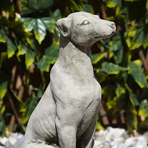 Sitting Puppy Dog Stone Statue Outdoor British Made Garden Ornament Puppy Dog