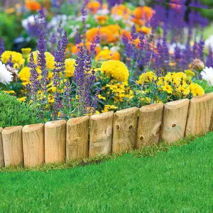 AAMEN 4 X Wooden Border Edging, Log Border Rolls 1.8m x 15cm