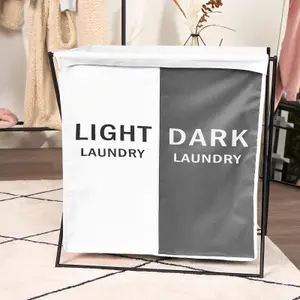 Laundry Basket Light Dark Washing Hamper Bag Folding Clothes Storage Handle Bin