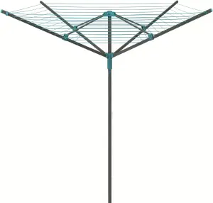 50m Rotary Airer Clothes Line with 4 Arms - Heavy Duty Outdoor Washing Line with Free Ground Spike