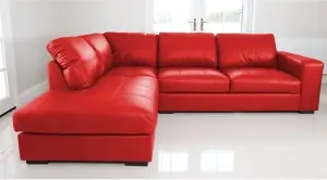 WESTPOINT VENICE BIG CORNER SOFA FAUX LEATHER RED LEFT HAND SIDE