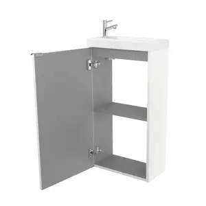 GoodHome Imandra Gloss White Single Freestanding Bathroom Cloakroom unit (H) 790mm (W) 440mm