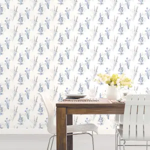 Galerie Abby Rose 4 Blue Navy Flora Smooth Wallpaper