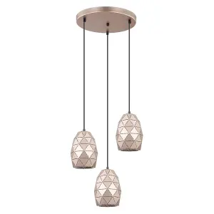 Luminosa Modern Hanging Pendant Golden Champagne 3 Light , E27