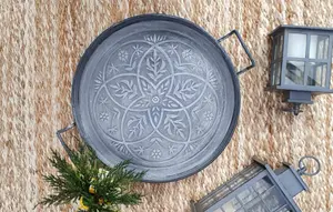 Rozi Stone Collection Round Serving Tray (47 x 37 cm)