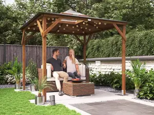 Dunster House Wooden Gazebo 2.5m x 2.5m Erin Hut Tub Shelted with Roof Felt