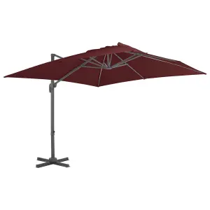 Berkfield Cantilever Umbrella with Aluminium Pole Bordeaux Red 400x300 cm