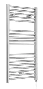 Electric Vertical Round Towel Rail with 18 Rails - 920mm x 480mm - 300 Watt - Chrome